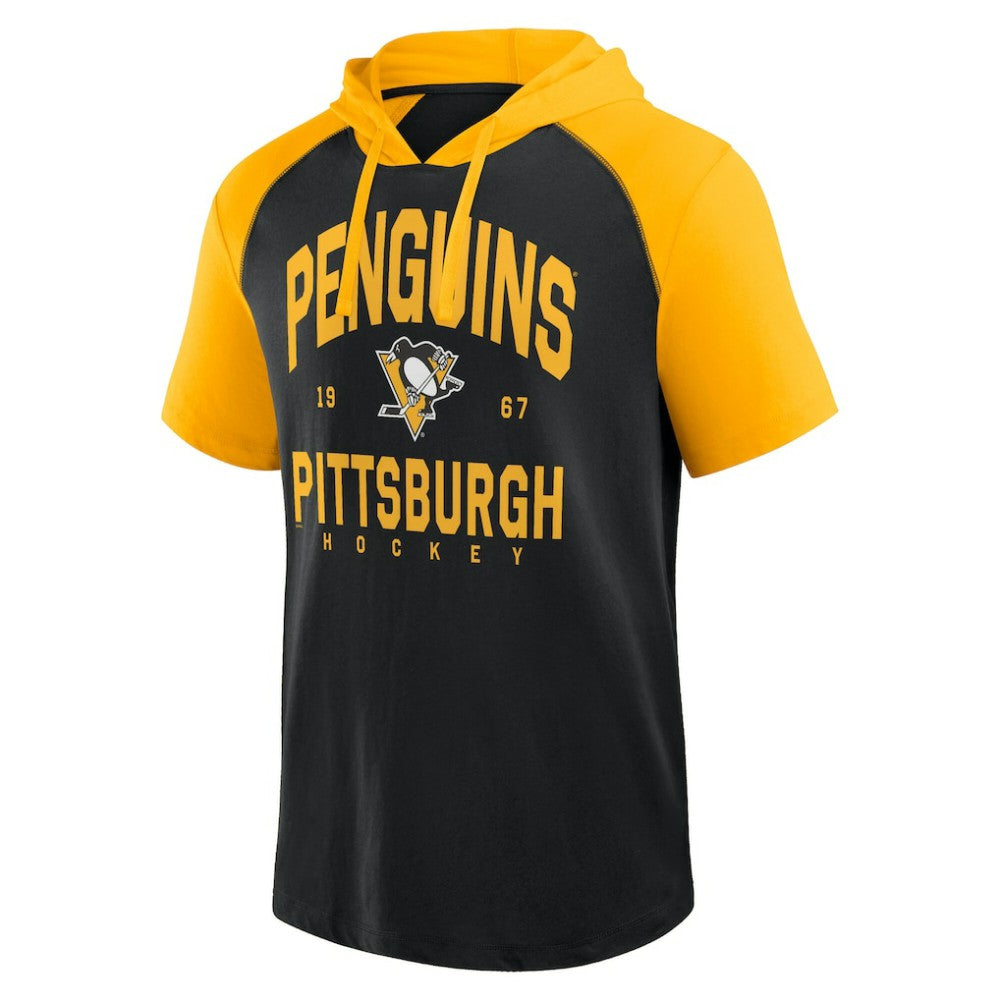 Pittsburgh Penguins Logo Athletic Prime Raglan Short Sleeve Pullover Hoodie Sale