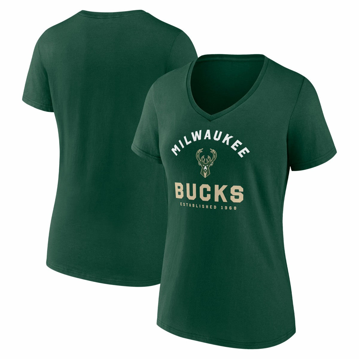 Milwaukee Bucks Logo Athletic Women's Unrivaled V-Neck T-Shirt On Sale
