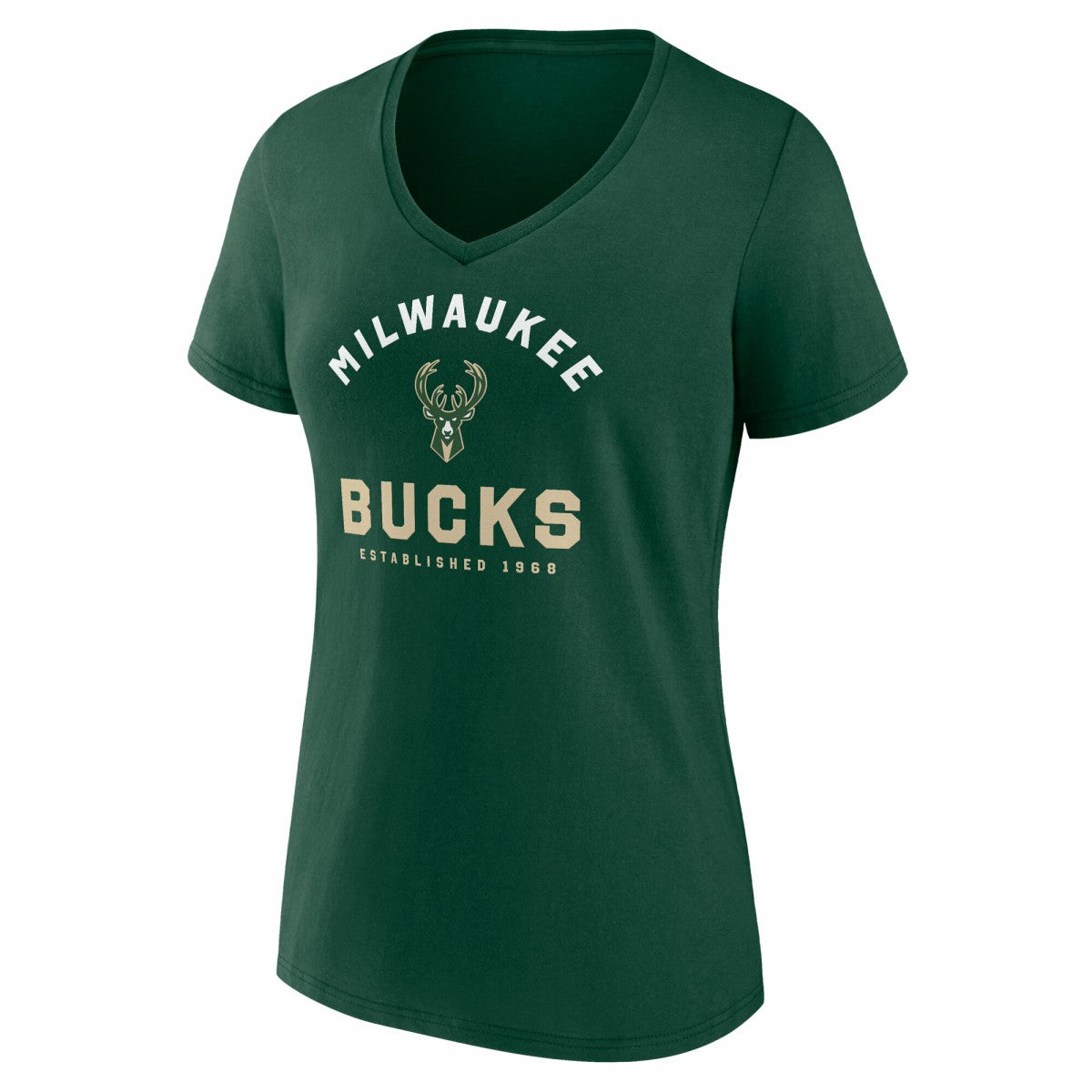 Milwaukee Bucks Logo Athletic Women's Unrivaled V-Neck T-Shirt On Sale