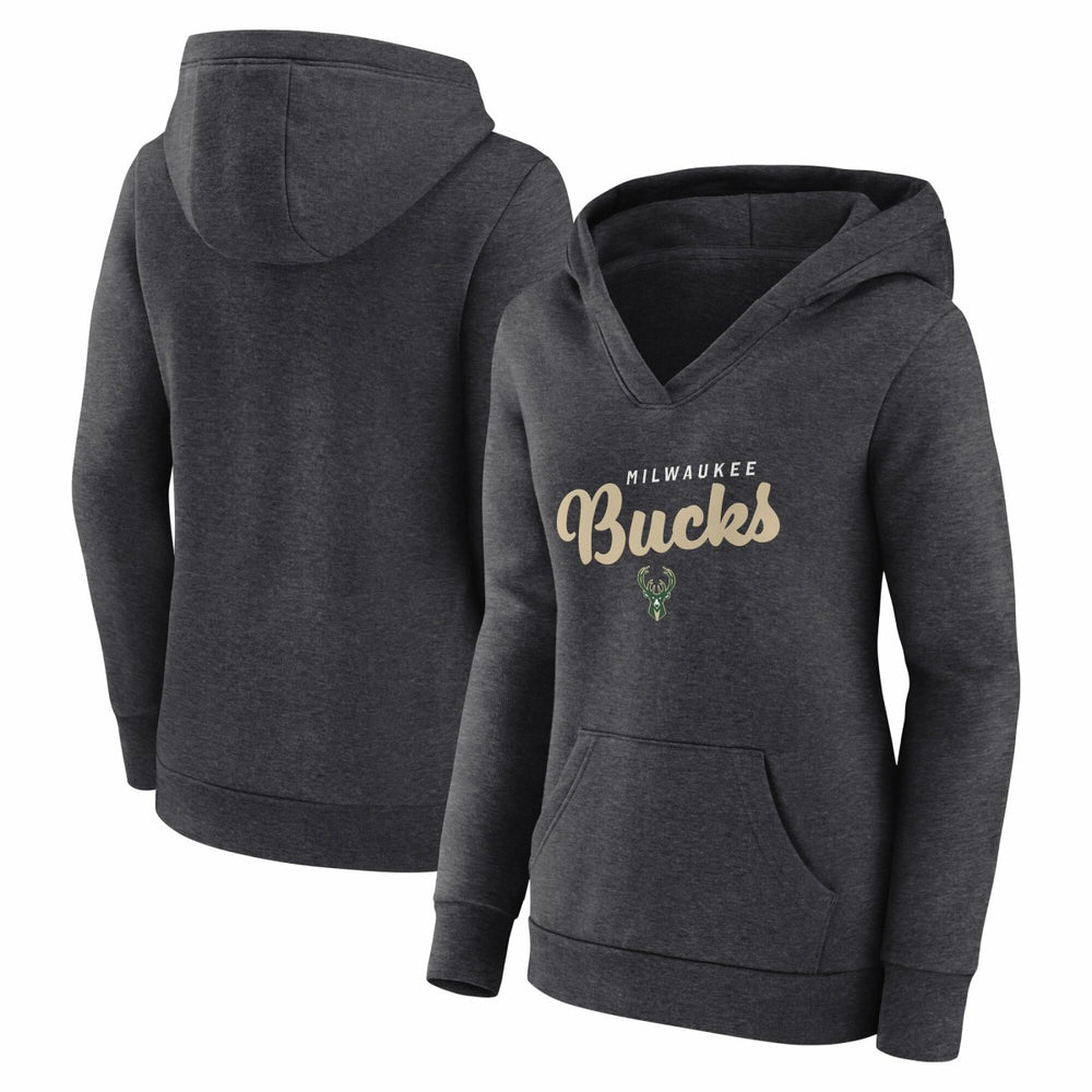 Milwaukee Bucks Logo Athletic Women's Triumphant V-Neck Pullover Hoodie Discount