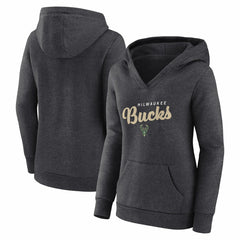 Milwaukee Bucks Logo Athletic Women's Triumphant V-Neck Pullover Hoodie Discount