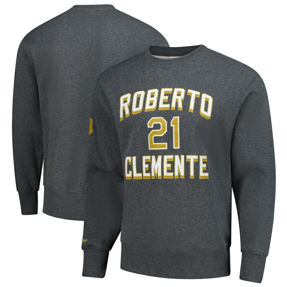 Roberto Clemente Pittsburgh Pirates Mitchell & Ness Legends Collection Vintage Logo Name & Number Fleece Pullover Sweatshirt | MLB Outlet