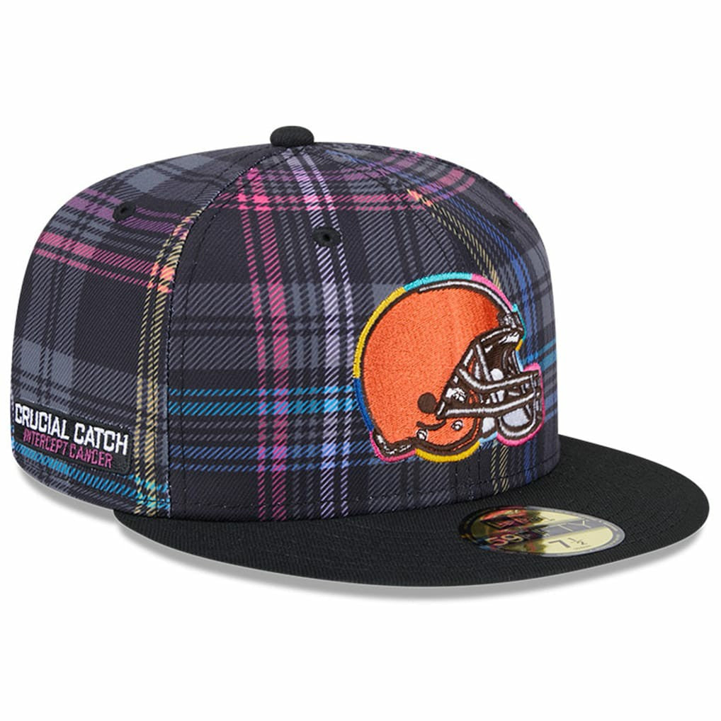 Cleveland Browns New Era 2024 NFL Crucial Catch Plaid 59FIFTY Fitted Hat