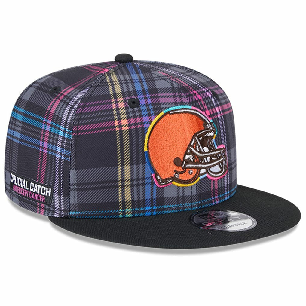 Cleveland Browns New Era 2024 NFL Crucial Catch Plaid 9FIFTY Snapback Hat