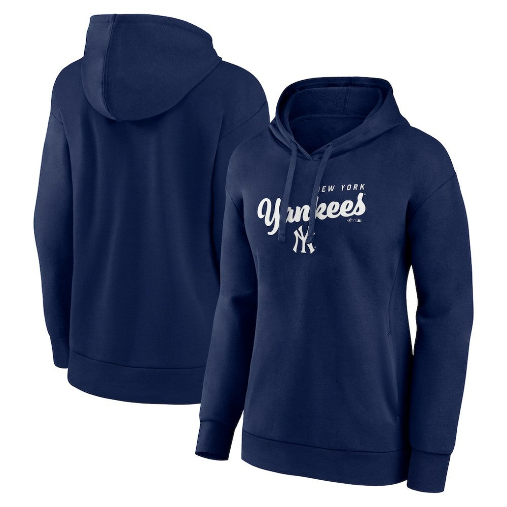 New York Yankees Logo Athletic Women's Logo Triumphant V-Neck Pullover Hoodie | MLB Outlet