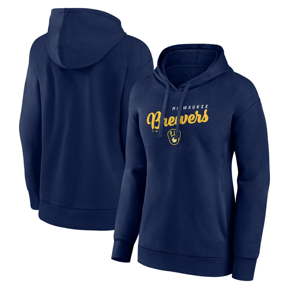 Milwaukee Brewers Logo Athletic Women's Logo Triumphant V-Neck Pullover Hoodie | MLB Sale