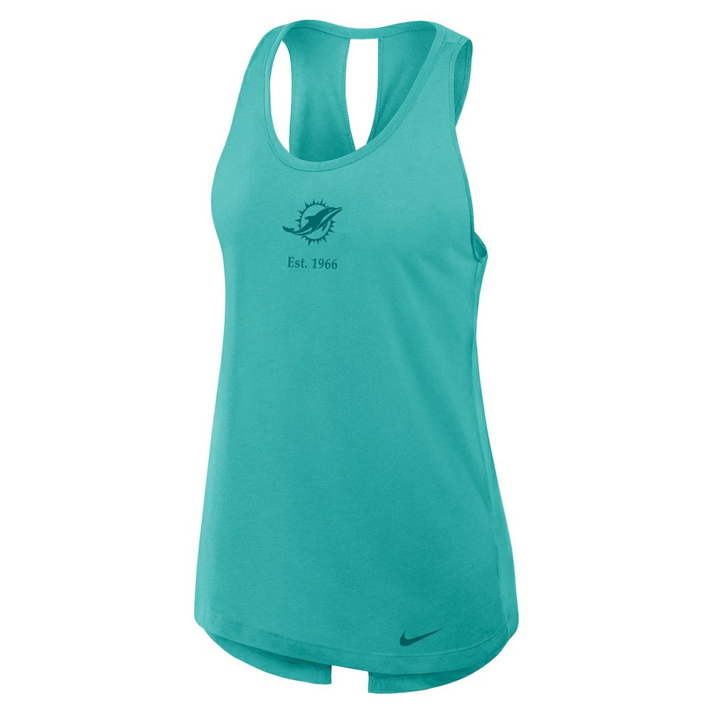 Miami Dolphins Nike Women's Glory Open-Back Crisscross Dri-FIT Tank Top