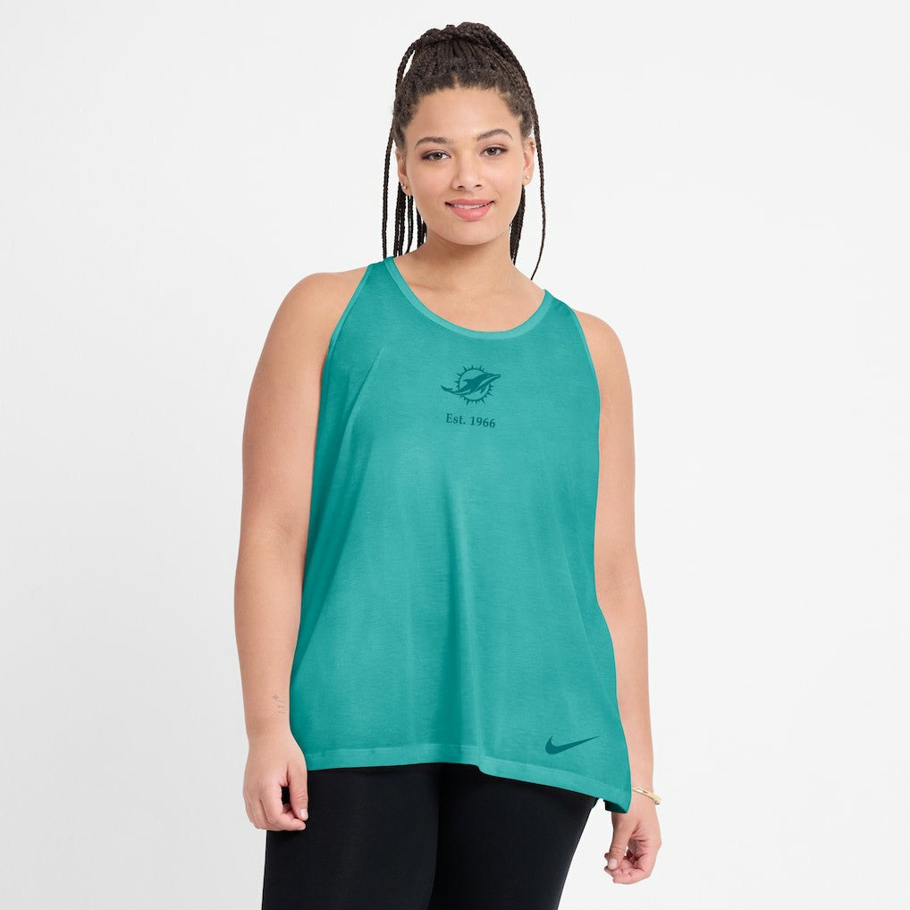 Miami Dolphins Nike Women's Glory Open-Back Crisscross Dri-FIT Tank Top