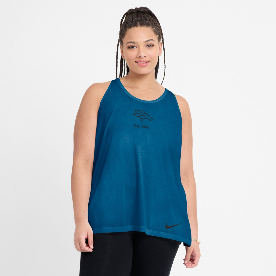 Denver Broncos Nike Women's Glory Open-Back Crisscross Dri-FIT Tank Top