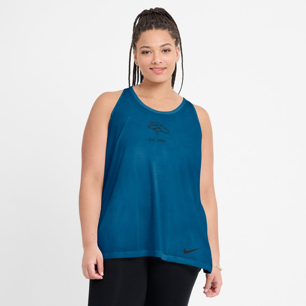 Denver Broncos Nike Women's Glory Open-Back Crisscross Dri-FIT Tank Top