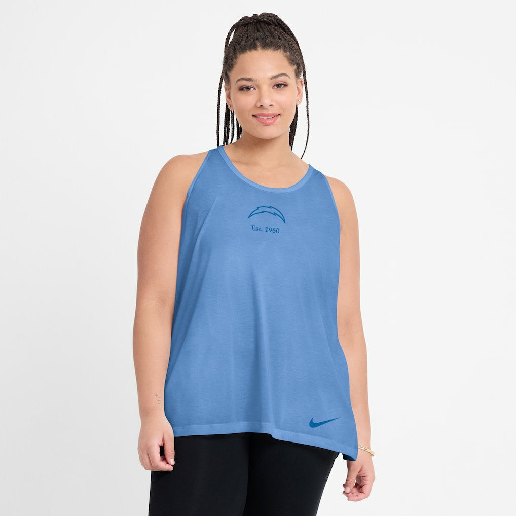 Los Angeles Chargers Nike Women's Glory Open-Back Crisscross Dri-FIT Tank Top