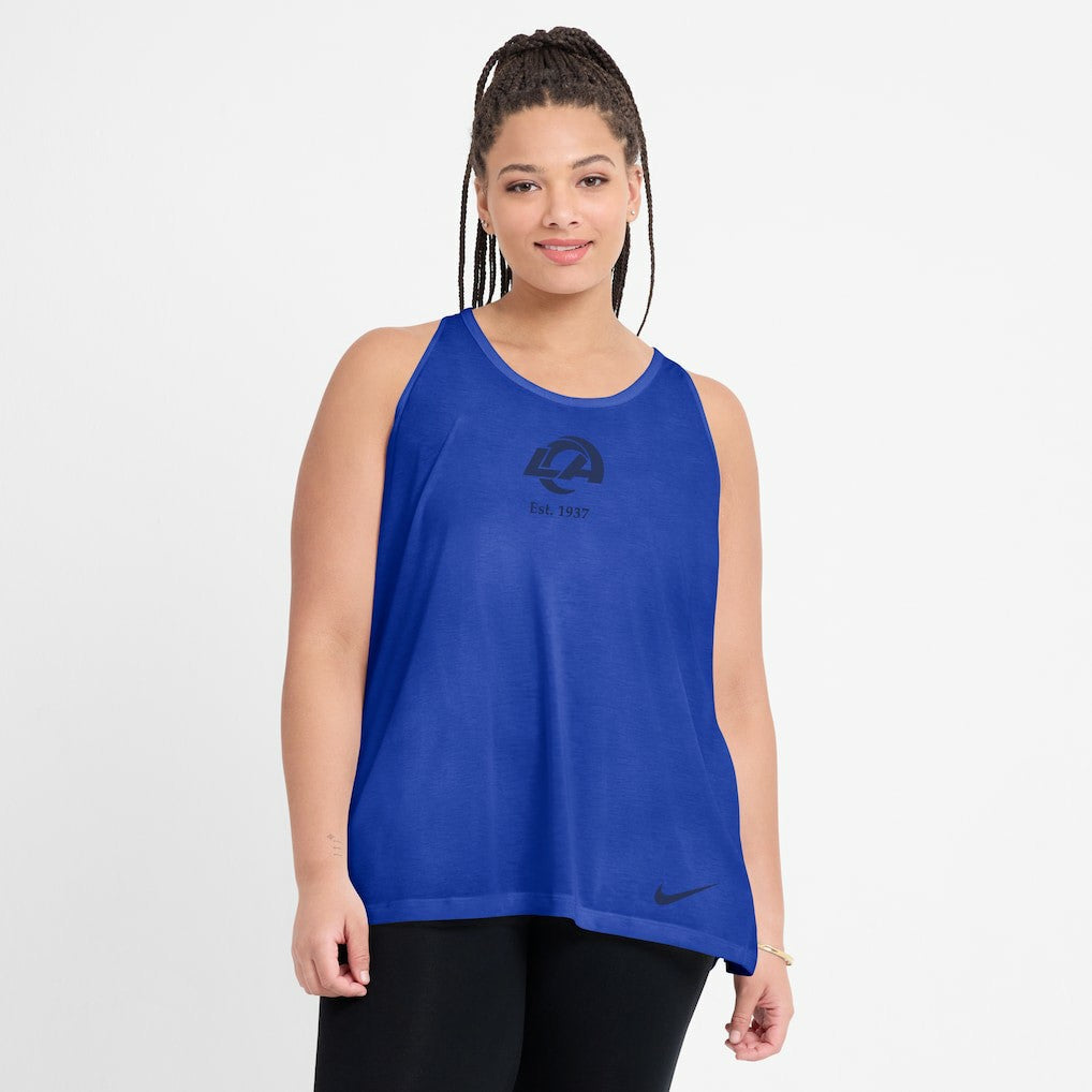 Los Angeles Rams Nike Women's Glory Open-Back Crisscross Dri-FIT Tank Top