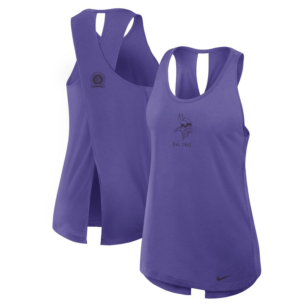 Minnesota Vikings Nike Women's Glory Open-Back Crisscross Dri-FIT Tank Top