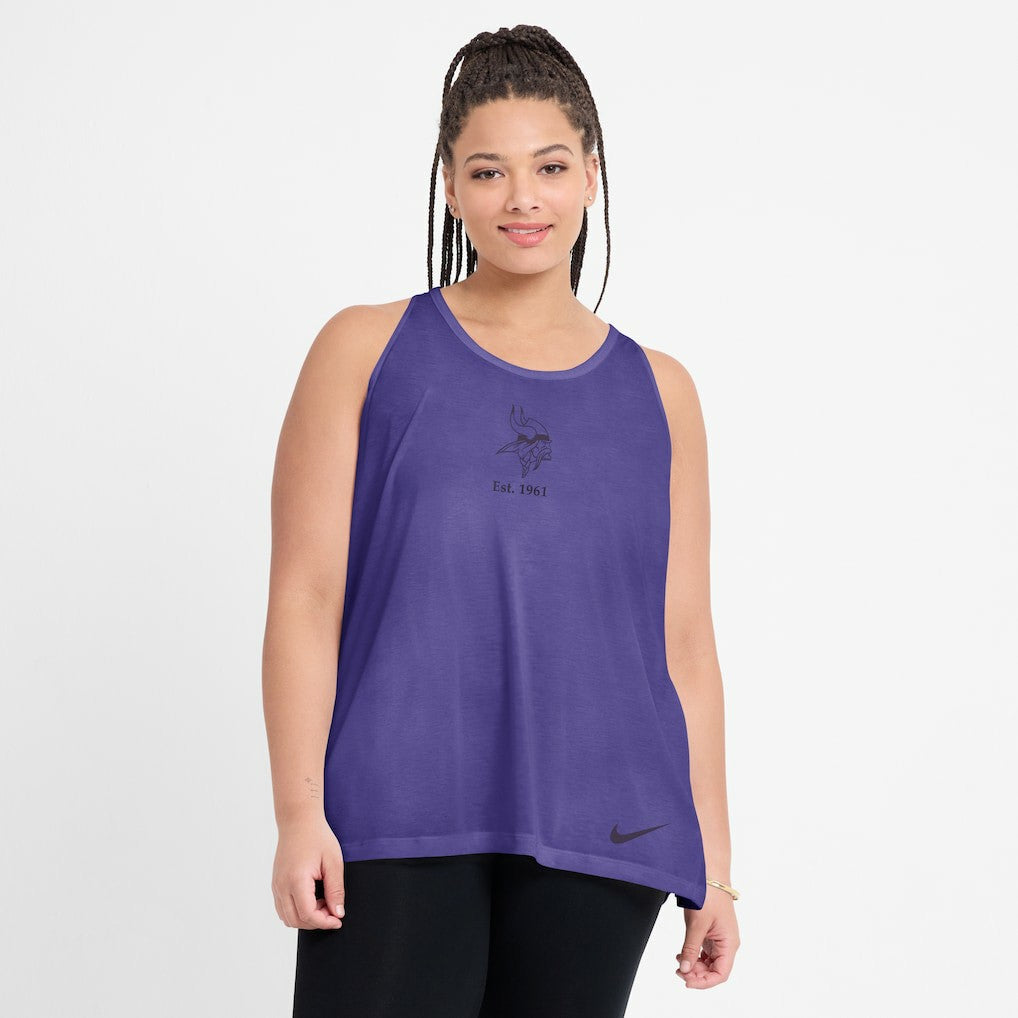 Minnesota Vikings Nike Women's Glory Open-Back Crisscross Dri-FIT Tank Top