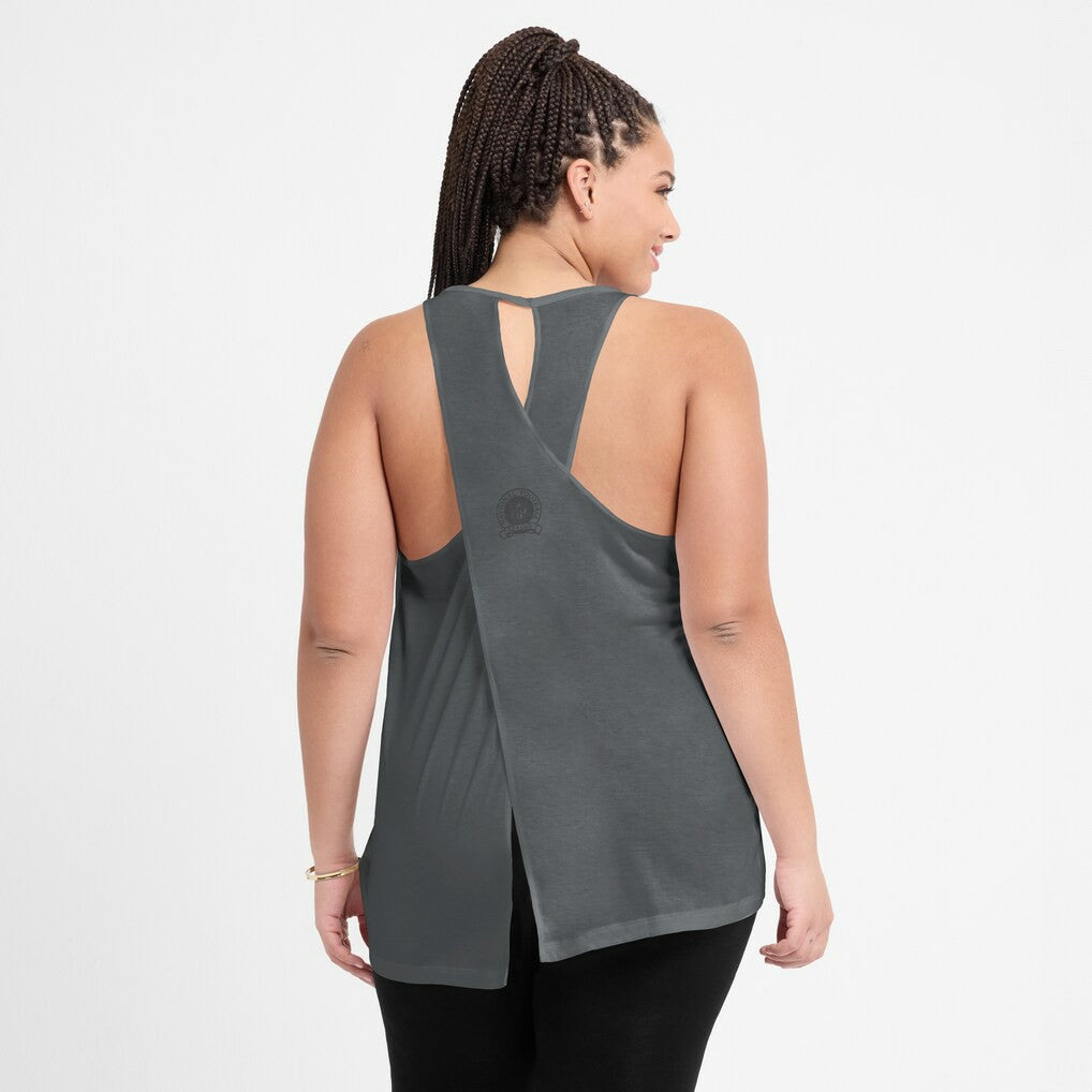 Las Vegas Raiders Nike Women's Glory Open-Back Crisscross Dri-FIT Tank Top