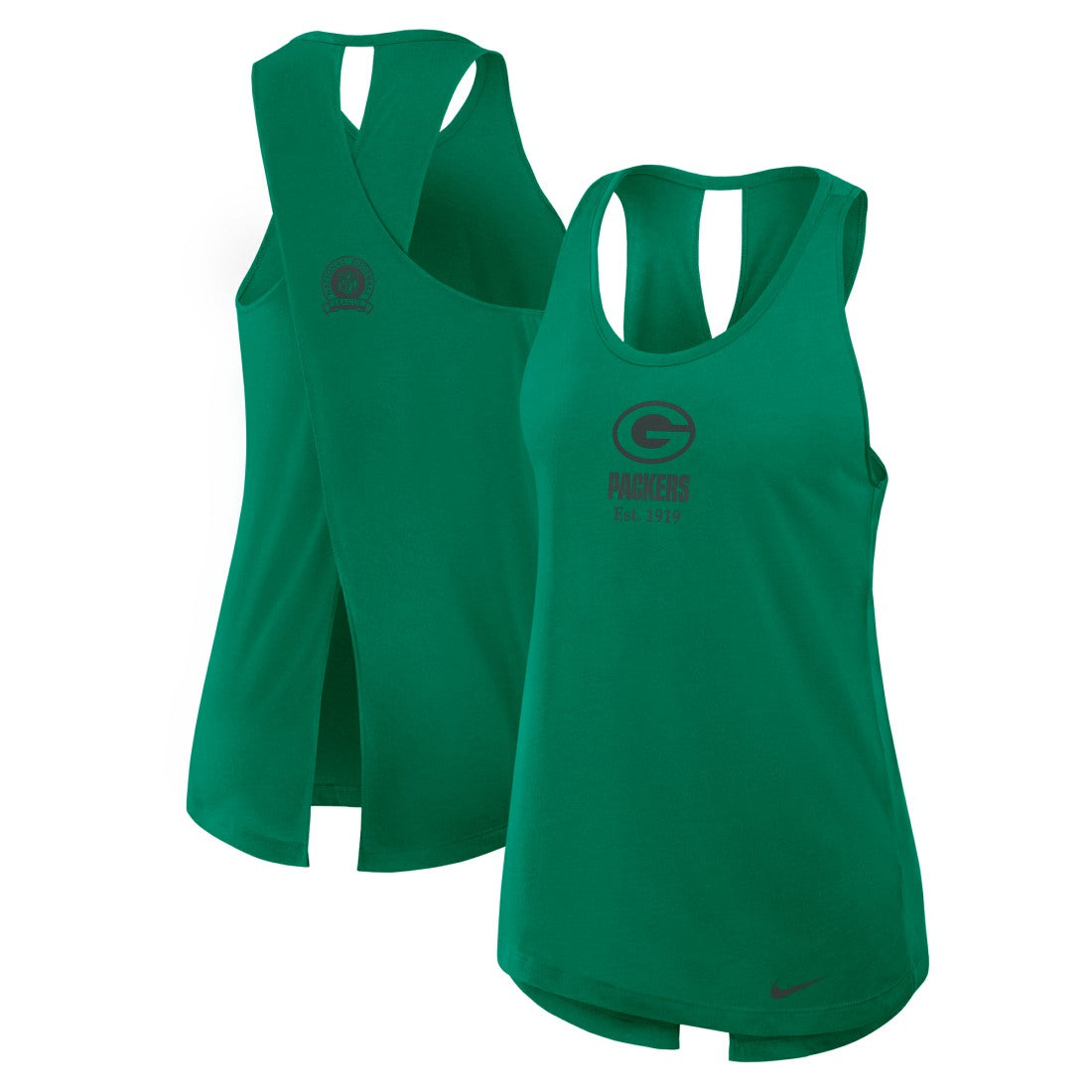 Green Bay Packers Nike Women's Glory Open-Back Crisscross Dri-FIT Tank Top