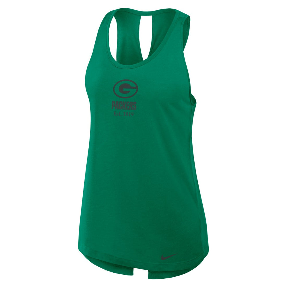 Green Bay Packers Nike Women's Glory Open-Back Crisscross Dri-FIT Tank Top