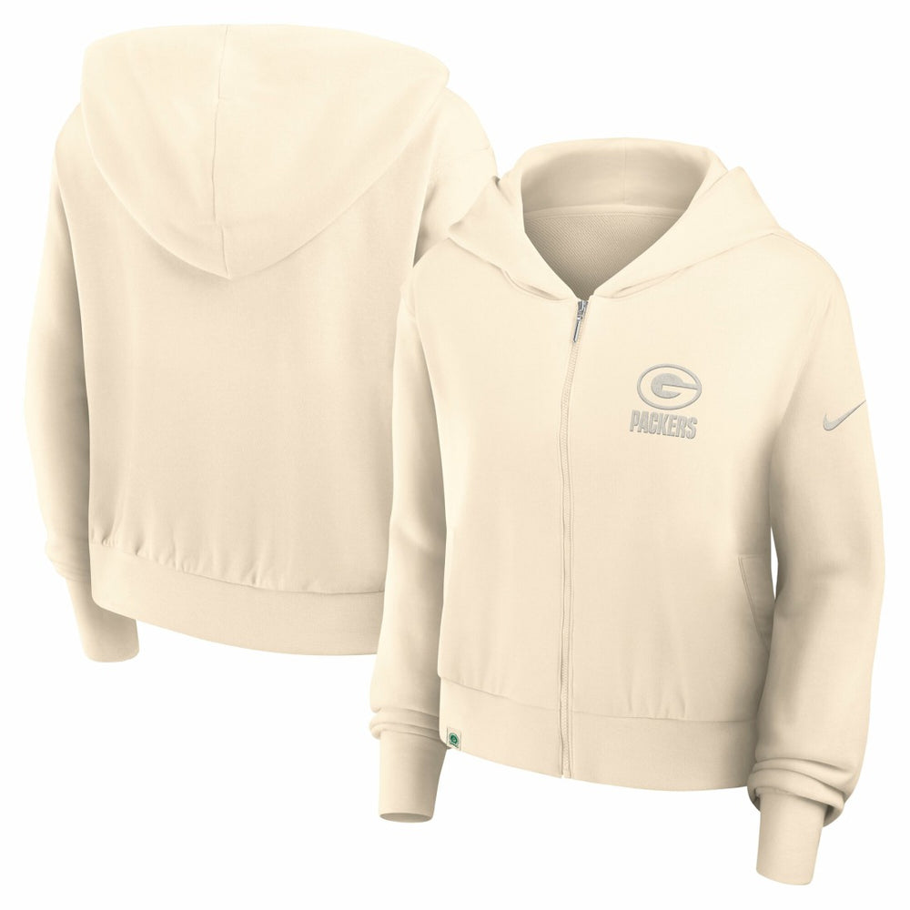 Green Bay Packers Nike Women's Glory Cropped Full-Zip Hoodie