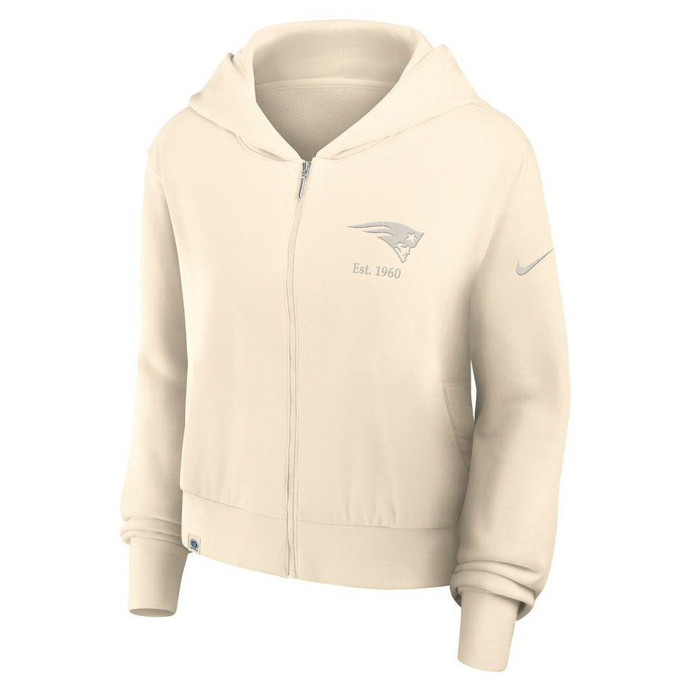 New England Patriots Nike Women's Glory Cropped Full-Zip Hoodie