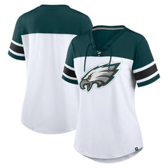 Philadelphia Eagles Fanatics Women's Athena Rhinestone Lace-Up V-Neck T-Shirt