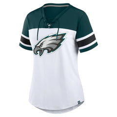 Philadelphia Eagles Fanatics Women's Athena Rhinestone Lace-Up V-Neck T-Shirt