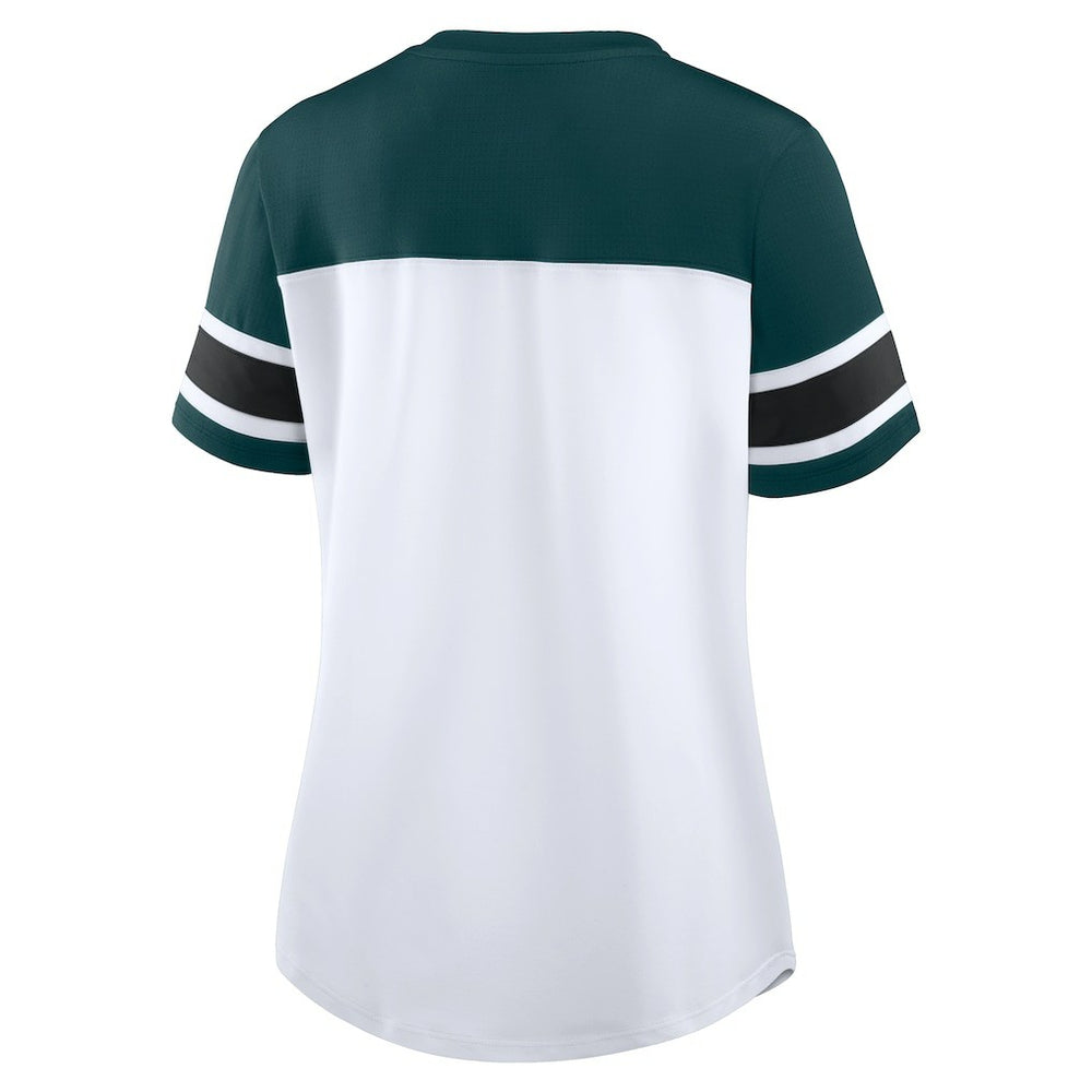 Philadelphia Eagles Fanatics Women's Athena Rhinestone Lace-Up V-Neck T-Shirt
