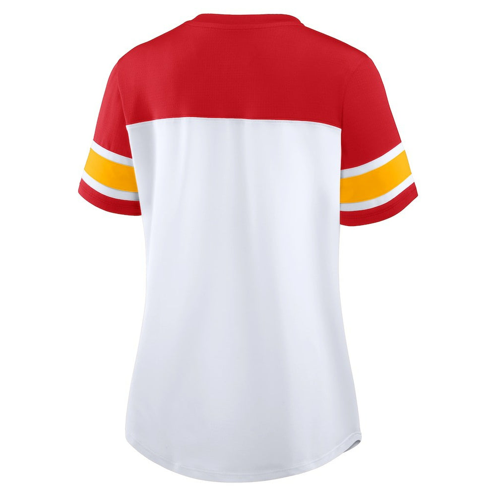 Kansas City Chiefs Fanatics Women's Athena Lace-Up V-Neck T-Shirt
