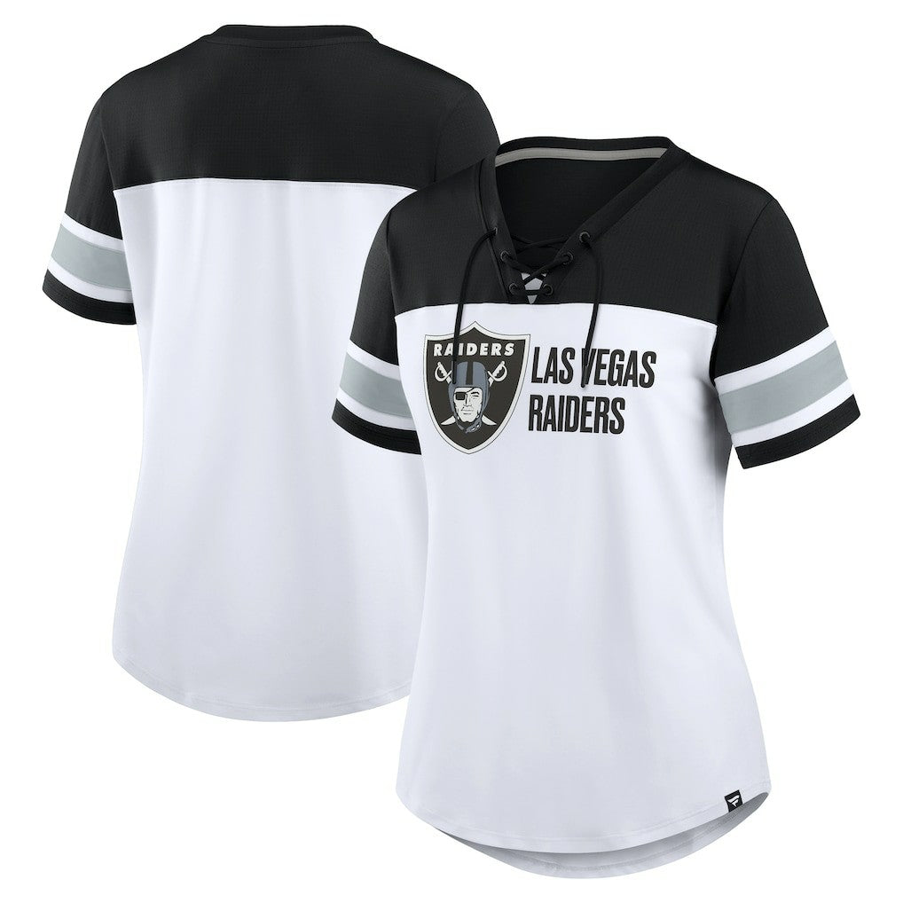Las Vegas Raiders Fanatics Women's Athena Lace-Up V-Neck T-Shirt