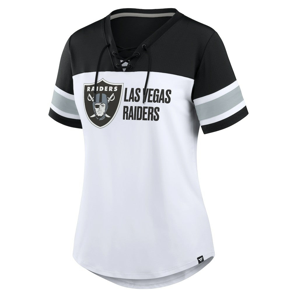 Las Vegas Raiders Fanatics Women's Athena Lace-Up V-Neck T-Shirt