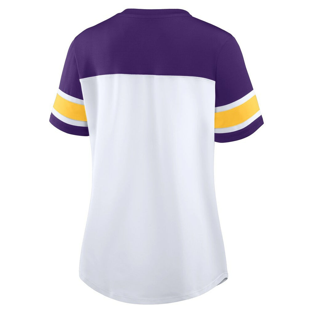 Minnesota Vikings Fanatics Women's Athena Rhinestone Lace-Up V-Neck T-Shirt