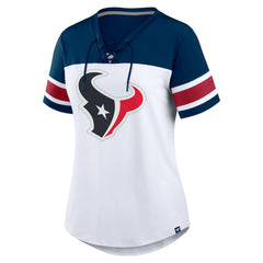 Houston Texans Fanatics Women's Athena Rhinestone Lace-Up V-Neck T-Shirt