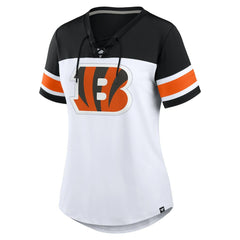 Cincinnati Bengals Fanatics Women's Athena Rhinestone Lace-Up V-Neck T-Shirt