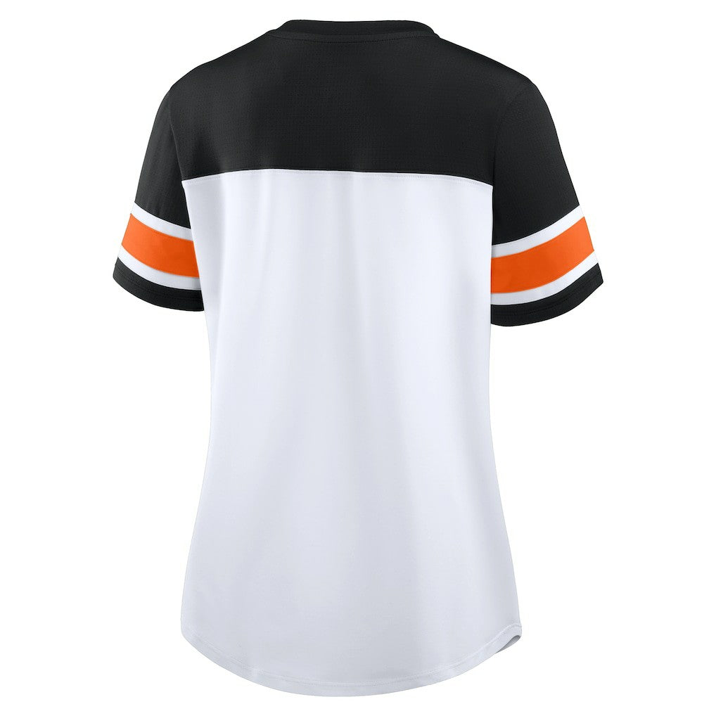 Cincinnati Bengals Fanatics Women's Athena Rhinestone Lace-Up V-Neck T-Shirt
