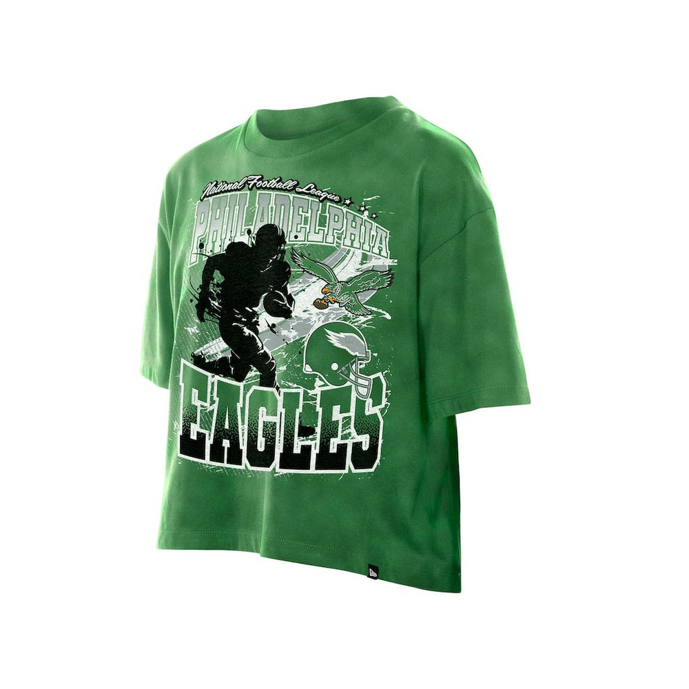 Philadelphia Eagles New Era Women's Cropped Boxy Sport Classics Mineral Wash T-Shirt