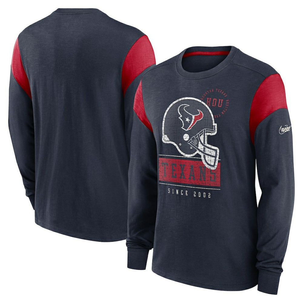 Houston Texans Nike Rewind Playback Helmet Long Sleeve T-Shirt