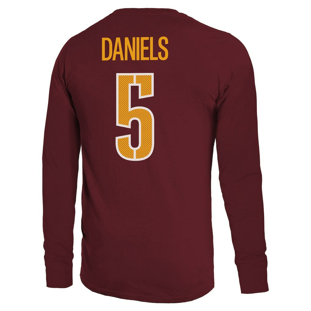 Washington Commanders  Jayden Daniels  Majestic Threads Name & Number Non-Distressed Long Sleeve T-Shirt