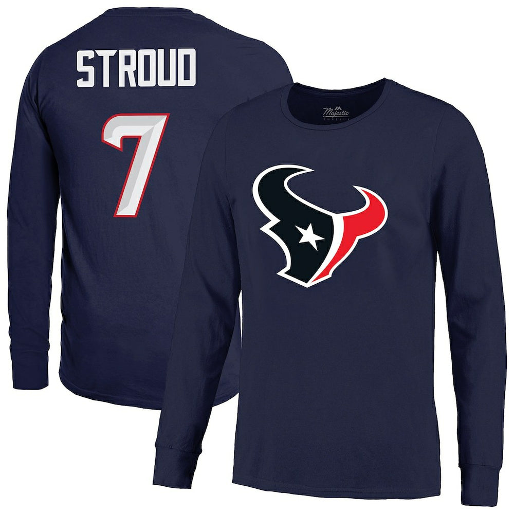 Houston Texans  C.J. Stroud  Majestic Threads Name & Number Non-Distressed Long Sleeve T-Shirt