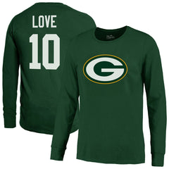 Green Bay Packers  Jordan Love  Majestic Threads Name & Number Long Sleeve T-Shirt