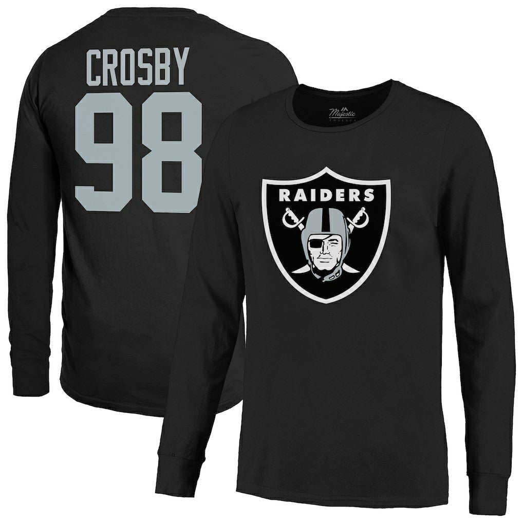 Las Vegas Raiders  Maxx Crosby  Majestic Threads Name & Number Non-Distressed Long Sleeve T-Shirt