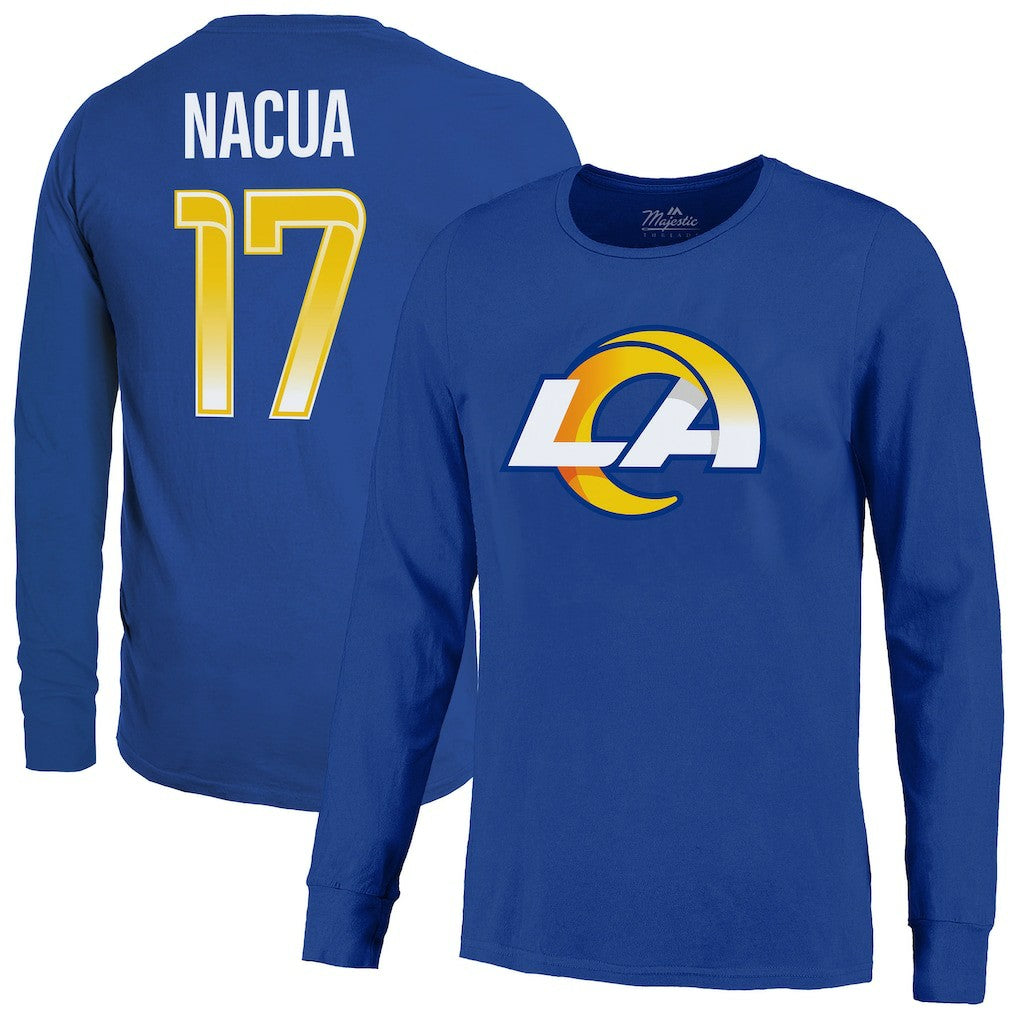 Los Angeles Rams  Puka Nacua  Majestic Threads Name & Number Non-Distressed Long Sleeve T-Shirt