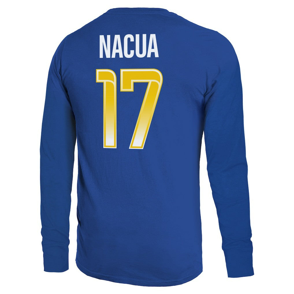 Los Angeles Rams  Puka Nacua  Majestic Threads Name & Number Non-Distressed Long Sleeve T-Shirt