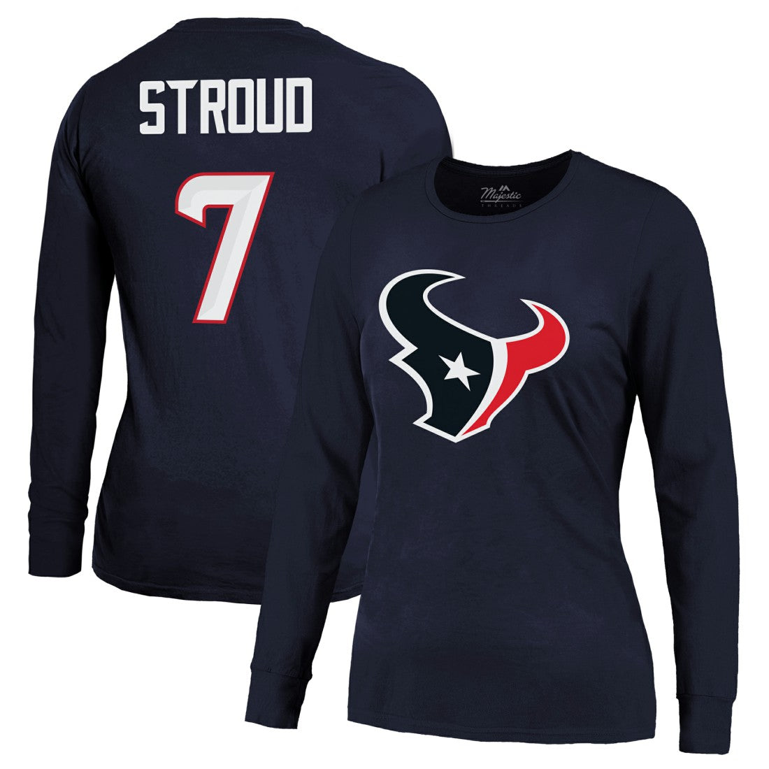 Houston Texans  C.J. Stroud  Majestic Threads Women's Player Name & Number Long Sleeve T-Shirt