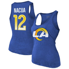 Los Angeles Rams  Puka Nacua  Majestic Threads Women's Name & Number Tri-Blend Scoop Neck Tank Top