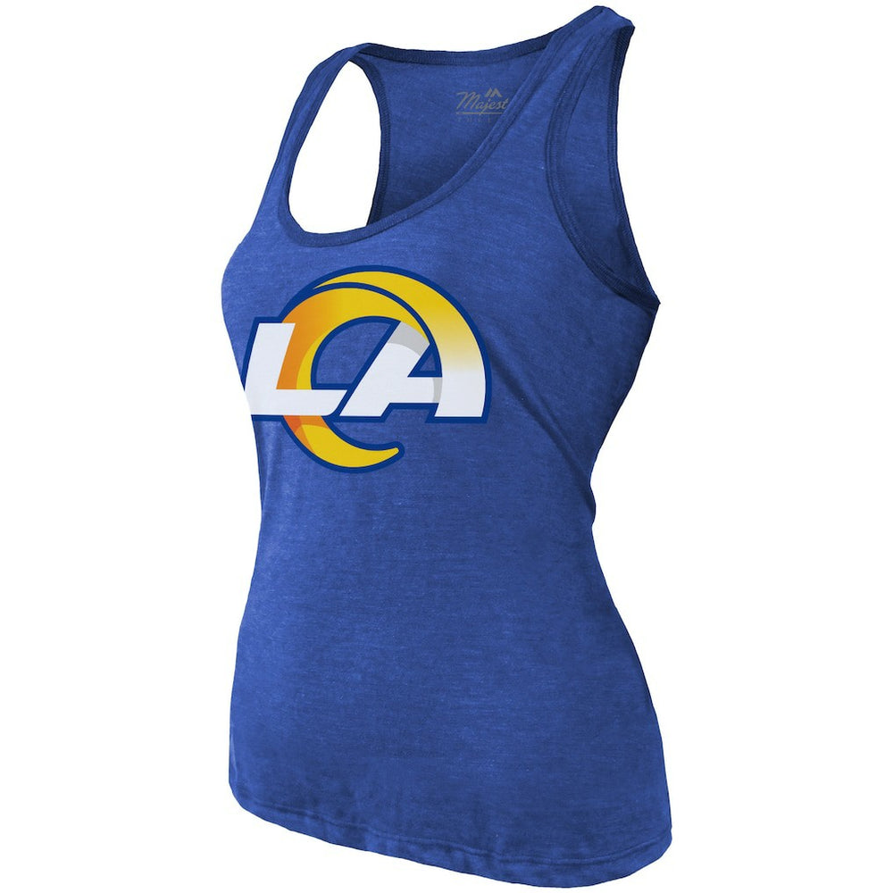 Los Angeles Rams  Puka Nacua  Majestic Threads Women's Name & Number Tri-Blend Scoop Neck Tank Top