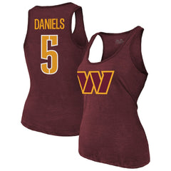 Washington Commanders  Jayden Daniels  Majestic Threads Women's Name & Number Tri-Blend Scoop Neck Tank Top