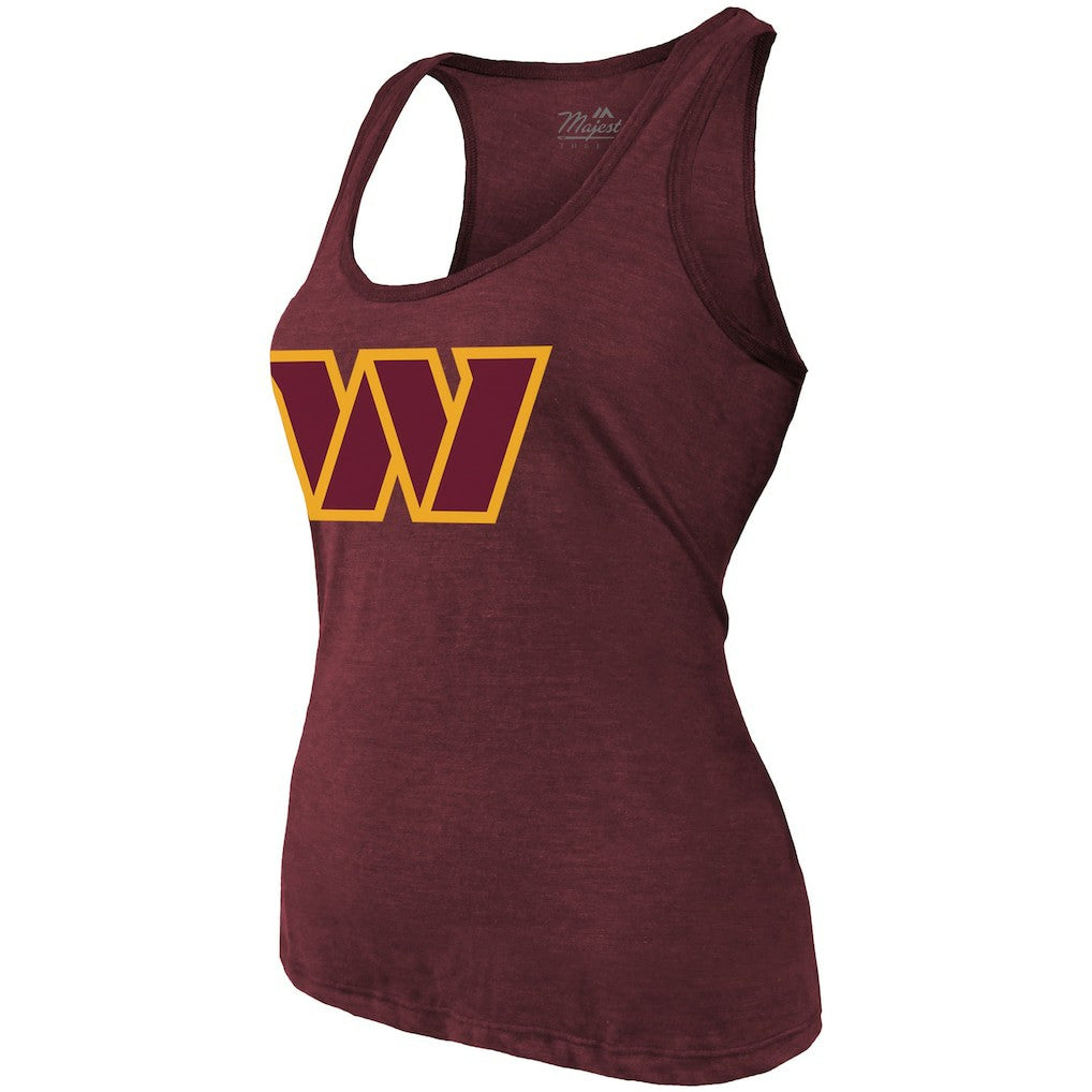 Washington Commanders  Jayden Daniels  Majestic Threads Women's Name & Number Tri-Blend Scoop Neck Tank Top