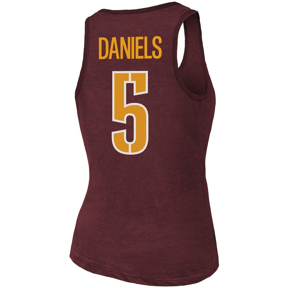 Washington Commanders  Jayden Daniels  Majestic Threads Women's Name & Number Tri-Blend Scoop Neck Tank Top