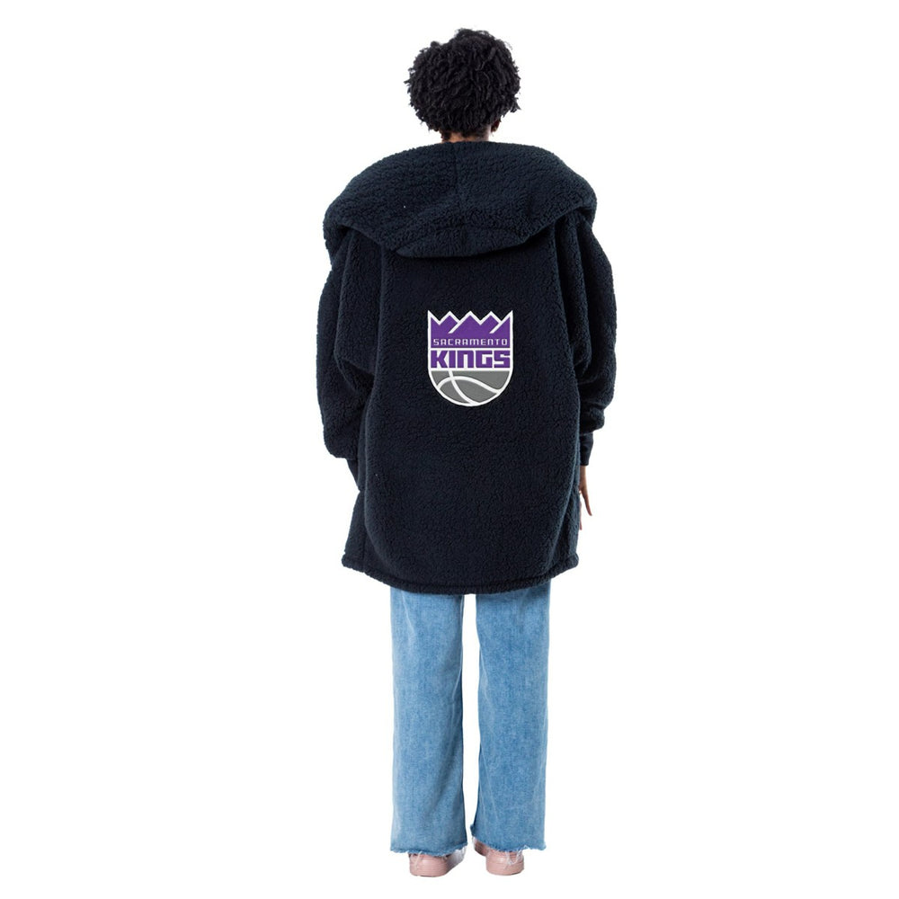 The Best Lounger in the World By Jill Martin Sacramento Kings Unisex Black Oversized Open-Front Hoodie Sweater discount For Sale