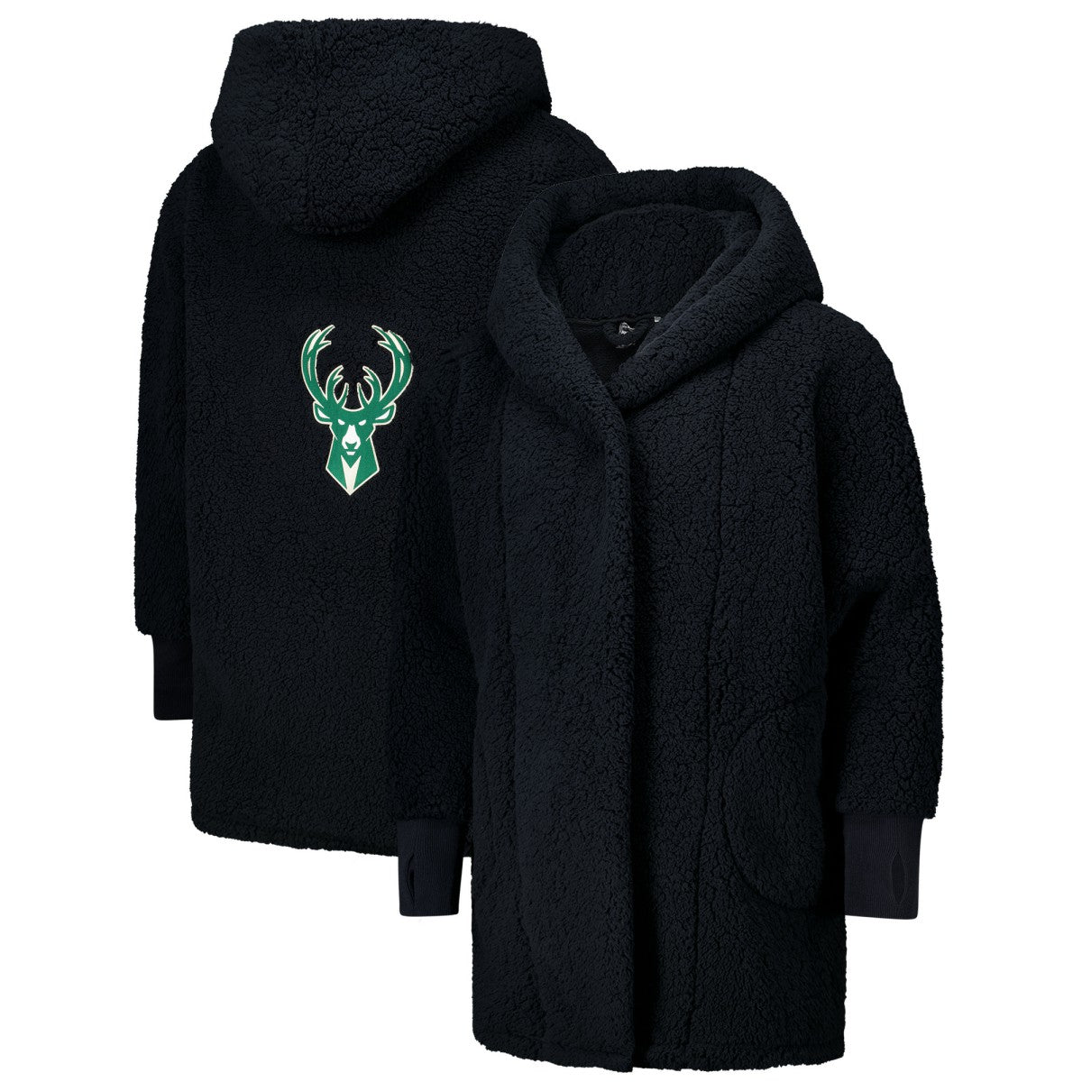 The Best Lounger in the World By Jill Martin Milwaukee Bucks Unisex Black Oversized Open-Front Hoodie Sweater cheap Online