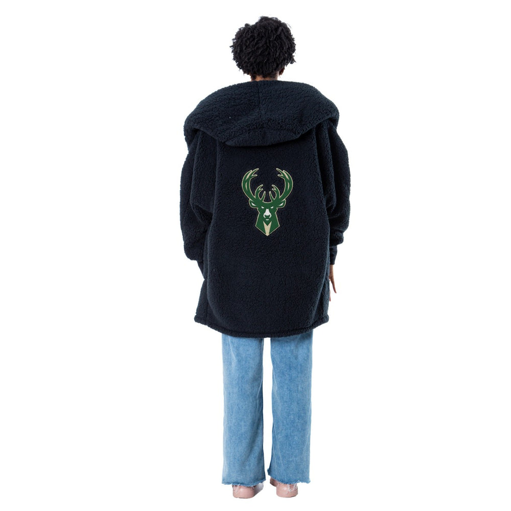 The Best Lounger in the World By Jill Martin Milwaukee Bucks Unisex Black Oversized Open-Front Hoodie Sweater cheap Online